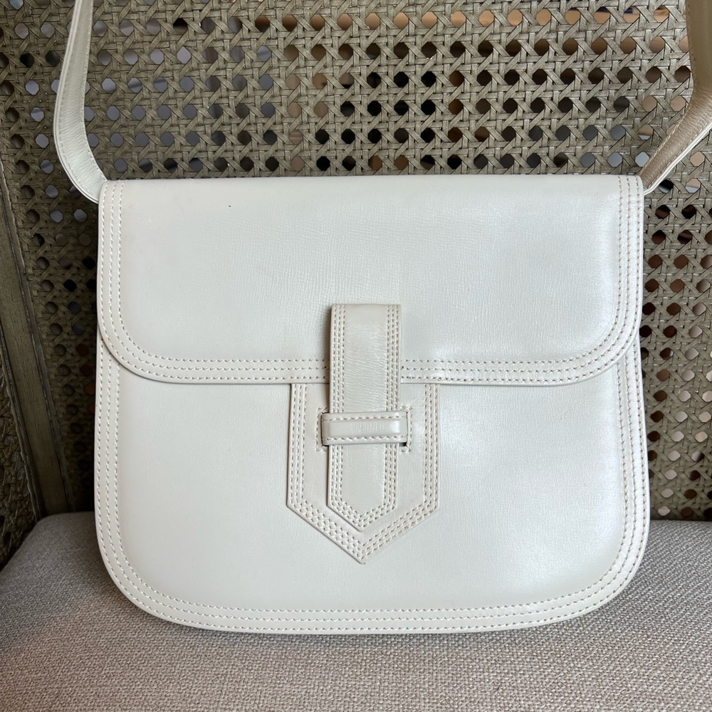 Vintage Yves Saint Laurent Cream Leather Shoulder Bag